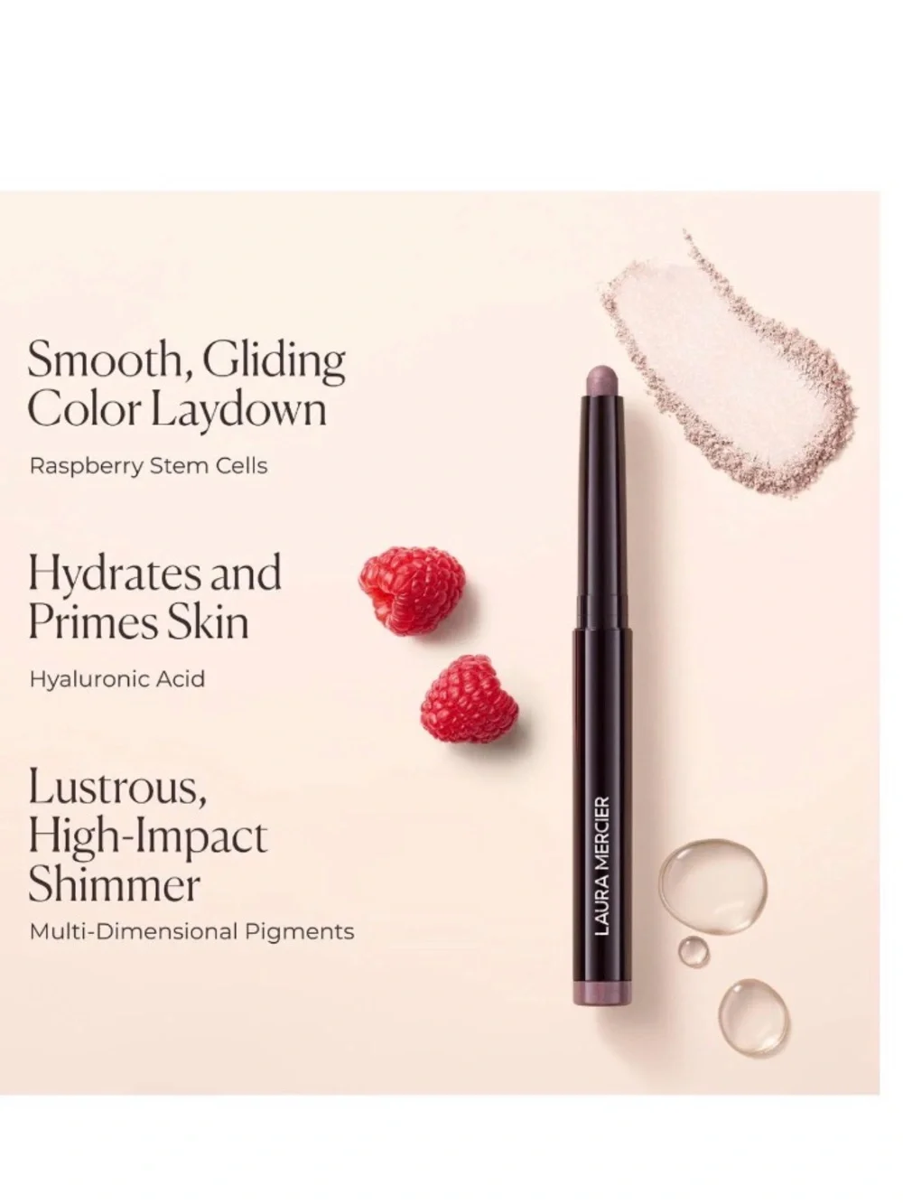 New Laura Mercier Soiree Caviar Stick Eye Colour -Shimmering peach pink
